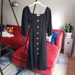 Asos button through maxi dress black seersucker Size 0